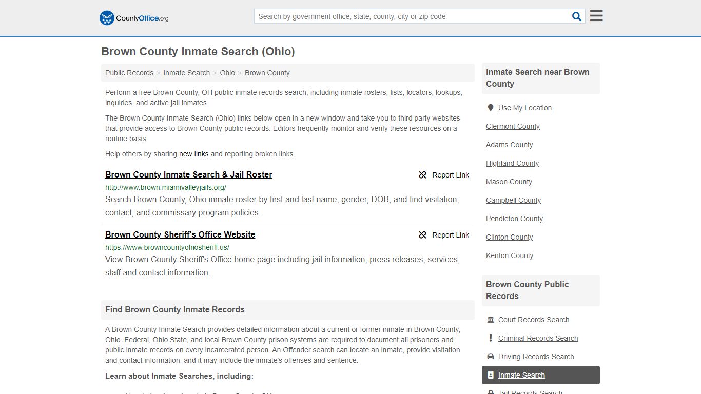 Inmate Search - Brown County, OH (Inmate Rosters & Locators)